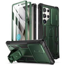 Load image into Gallery viewer, Poetic Spartan Case for Galaxy S24 Ultra 6.8", [Slide Camera Cover] [Screen Protector Works with Fingerprint ID] Military Grade Rugged Shockproof S24 Ultra Phone Case with Kickstand, Metallic Green, MetallicGreen_1
