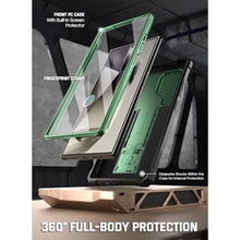 Load image into Gallery viewer, Poetic Spartan Case for Galaxy S24 Ultra 6.8", [Slide Camera Cover] [Screen Protector Works with Fingerprint ID] Military Grade Rugged Shockproof S24 Ultra Phone Case with Kickstand, Metallic Green, MetallicGreen_8318
