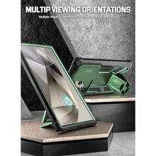Load image into Gallery viewer, Poetic Spartan Case for Galaxy S24 Ultra 6.8", [Slide Camera Cover] [Screen Protector Works with Fingerprint ID] Military Grade Rugged Shockproof S24 Ultra Phone Case with Kickstand, Metallic Green, MetallicGreen_8319
