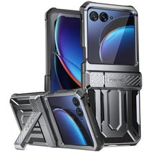 Load image into Gallery viewer, Poetic Spartan Case for Motorola Moto Razr + Plus 2023,[Kickstand][Hinge Protection], Full-Body Shockproof Cover with Kickstand, Metallic Gun Metal, MetallicGunmetal_1
