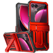 Load image into Gallery viewer, Poetic Spartan Case for Motorola Moto Razr + Plus 2023,[Kickstand][Hinge Protection][20FT Mil-Grade Drop Tested], Full-Body Rugged Shockproof Protective Cover with Kickstand, Metallic Red, MetallicRed_1
