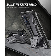 Load image into Gallery viewer, Poetic Spartan Series Designed for OnePlus 9 5G Case, Full-Body Rugged Shockproof Protective Cover with [Premium Leather Texture], Kickstand and Built-in Screen Protector, Metallic Gun Metal, MetallicGunMetal_1858
