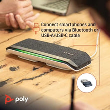 Load image into Gallery viewer, Poly - Sync 40+ Bluetooth Smart Speakerphone (Plantronics) - Flexible Work Spaces - Connect to PC/Mac via Included BT600 Dongle &amp; Smartphones via Bluetooth - Works with Teams (Certified), Zoom &amp; more, Black_8001
