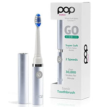 Load image into Gallery viewer, Pop Sonic Electric Toothbrush 15,000-30,000 Strokes/Min w/AAA Battery Electric Toothbrush for Adults Bathroom Essentials &amp; Travel Essentials Dupont Nylon Bristles 2 Speed (Metallic Silver), MetallicSilver_1
