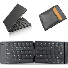 Load image into Gallery viewer, PopBloom Foldable Bluetooth Keyboard - Portable Keyboard with Storage Bag, Rechargeable Full Size Ultra Slim Compatible iOS Android Windows Smartphone Tablet and Laptop(Keyboard+Bag), ElegantBlueBlackKeyboardBag_1
