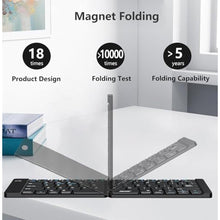 Load image into Gallery viewer, PopBloom Foldable Bluetooth Keyboard - Portable Keyboard with Storage Bag, Rechargeable Full Size Ultra Slim Compatible iOS Android Windows Smartphone Tablet and Laptop(Keyboard+Bag), ElegantBlueBlackKeyboardBag_1002
