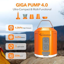 Load image into Gallery viewer, Portable Air Pump 4.2kPa Air Pump for Inflatables Rechargeable GIGA PUMP 4 with Camping Light Ultra Air Mattress Pump for Pool Floats, Swimming Rings, Camping Pad, Sleeping Pads, Orange_8438
