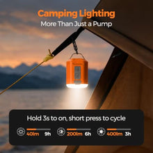 Load image into Gallery viewer, Portable Air Pump 4.2kPa Air Pump for Inflatables Rechargeable GIGA PUMP 4 with Camping Light Ultra Air Mattress Pump for Pool Floats, Swimming Rings, Camping Pad, Sleeping Pads, Orange_8440
