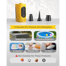 Load image into Gallery viewer, Portable Air Pump for Inflatables, 4000mAh Ultra Fast Air Mattress Pump, Yellow_85
