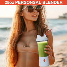 Load image into Gallery viewer, Portable Blender, Personal Blender for Smoothies and Shakes, Cordless, with 6 Blades, USB C Rechargeable Travel Blenders, Fruit Juice Mixer for Home/Office/Camping/Gym, 25 oz (White)_5421
