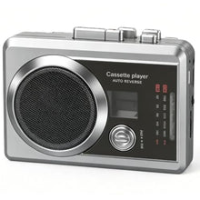 Load image into Gallery viewer, Portable Cassette Recorder Player &amp; AM/FM Radio, Compact Cassette Tape Player with 3.5MM Headphone Jack, Built-in Speaker, Battery/USB Powered, Silver_1
