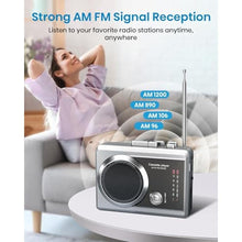 Load image into Gallery viewer, Portable Cassette Recorder Player &amp; AM/FM Radio, Compact Cassette Tape Player with 3.5MM Headphone Jack, Built-in Speaker, Battery/USB Powered, Silver_1919
