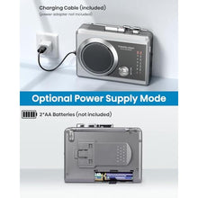 Load image into Gallery viewer, Portable Cassette Recorder Player &amp; AM/FM Radio, Compact Cassette Tape Player with 3.5MM Headphone Jack, Built-in Speaker, Battery/USB Powered, Silver_1920
