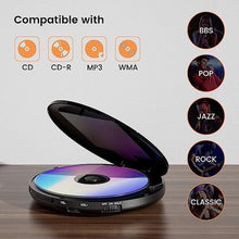 Load image into Gallery viewer, Portable CD Player with Headphone, Hernido Rechargeable CD Player for car, Compact CD Walkman with 5 EQ Sounds, AUX Output, Anti-Skip, CD Player for Home &amp; Travel Discman Kpop Player, silver_7734
