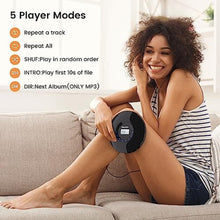 Load image into Gallery viewer, Portable CD Player with Headphone, Hernido Rechargeable CD Player for car, Compact CD Walkman with 5 EQ Sounds, AUX Output, Anti-Skip, CD Player for Home &amp; Travel Discman Kpop Player, silver_7736
