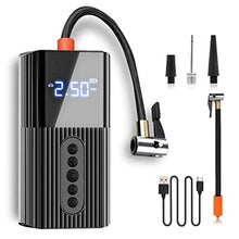 Load image into Gallery viewer, Portable Cordless Tire Inflator Automatic Pressure Gauge,Digital dispaly USB Rechargeable Electric Tire Pump, Low Noise Multi-Functional 6000mAh Air Compressor with LED Light for Car Bike Motorcycle, DarkBlack_1
