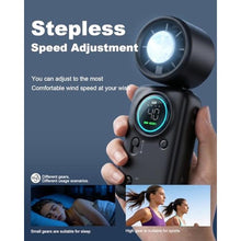 Load image into Gallery viewer, Portable Handheld Fan, Ice Cooling Turbo Fan, 20000 RPM Handheld Personal Fan, Rechargeable 20H, Stepless Speed + LED Display Mini Pocket Fan Travel Gift for Outdoor / Office / Home Watching Game, Black_119
