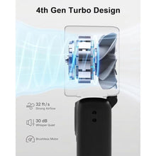 Load image into Gallery viewer, Portable Handheld Fan, Ice Cooling Turbo Fan, 20000 RPM Handheld Personal Fan, Rechargeable 20H, Stepless Speed + LED Display Mini Pocket Fan Travel Gift for Outdoor / Office / Home Watching Game, Black_120
