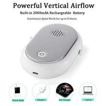 Load image into Gallery viewer, Portable Hanging Neck Fan Wearable Personal Fan Battery Operated USB Rechargeable 3 Speed Mini Handheld Air Conditioning Cooling Refrigeration Necklace Fan for Women Eyelash Camping Outdoor(White))_7102
