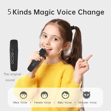 Load image into Gallery viewer, Portable Karaoke Machine with 2 Wireless Microphones, Mini Bluetooth Speaker with LED Lights 5 Sound Modes, Small Home Party Toy for Kids Teens Adults, Ideal Gift for Ages 3-12, Black_164

