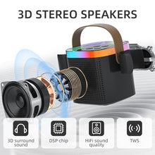 Load image into Gallery viewer, Portable Karaoke Machine with 2 Wireless Microphones, Mini Bluetooth Speaker with LED Lights 5 Sound Modes, Small Home Party Toy for Kids Teens Adults, Ideal Gift for Ages 3-12, Black_165
