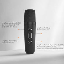 Load image into Gallery viewer, Portable Karaoke Machine with 2 Wireless Microphones, Mini Bluetooth Speaker with LED Lights 5 Sound Modes, Small Home Party Toy for Kids Teens Adults, Ideal Gift for Ages 3-12, Black_166
