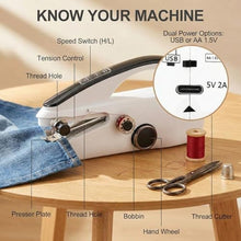 Load image into Gallery viewer, Portable Mini Sewing Machine for Beginners Portable Handheld Sewing Machine with Dual Speed &amp; Power Modes - Quick Stitch for Home Travel DIY Repairs Easy to use, Black_221
