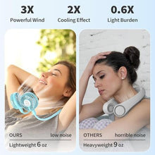 Load image into Gallery viewer, Portable Neck Fan, 2600mAh Battery Operated, Ultra Quiet Hands Free USB Fan with 3 Speeds, Strong Wind, 360 Adjustable High Flexibility Wearable Personal Fan for Sport Office Outdoor Travel-Cyan, Blue_5945
