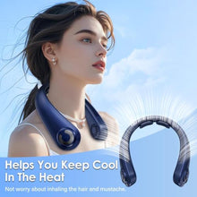 Load image into Gallery viewer, Portable Neck Fan with Neck Support, 5 Speeds, Lightweight, Rechargeable Personal Hands Free Wearable Neck Fans that Blow Cold Air for Hot Flashes, Disneyland, Travel Essentials, Gifts for Men Women, DarkBlue_1644
