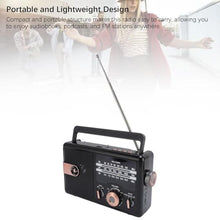 Load image into Gallery viewer, Portable Radio AM FM SW Full Band Retro Radio Battery Operated with Bluetooth Speaker, Memory Card Storage, Multifunctional Music Player for Home Picnic - Black_1966
