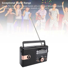 Load image into Gallery viewer, Portable Radio AM FM SW Full Band Retro Radio Battery Operated with Bluetooth Speaker, Memory Card Storage, Multifunctional Music Player for Home Picnic - Black_1967
