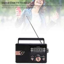 Load image into Gallery viewer, Portable Radio AM FM SW Full Band Retro Radio Battery Operated with Bluetooth Speaker, Memory Card Storage, Multifunctional Music Player for Home Picnic - Black_1968
