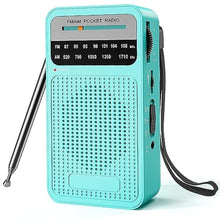 Load image into Gallery viewer, Portable Radio AM FM with Best Reception, Goodes Transistor Radio with Loud Speaker, 2AA Battery Operated, Headphone Jack for Indoor, Outdoor and Emergency Use-Green, NewCyan_1
