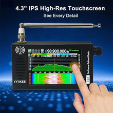 Load image into Gallery viewer, Portable SDR DSP Radio Receiver 4.3 Touchscreen, 100KHz-149MHz, Full Band Shortwave, FM MW SSB CW HAM, 192kHz Spectrum, Waterfall Display, CNC Aluminum Alloy Case, Rechargeable Battery, Black_1055
