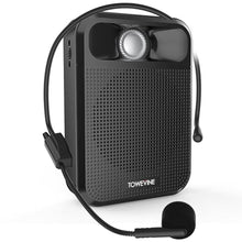 Load image into Gallery viewer, Portable Voice Amplifier, Towevine Rechargeable Microphone for Teachers, Speaker with Headset and Waistband for Classroom, Singing, Coach, Training, Presentation, Tour Guide, Black_1
