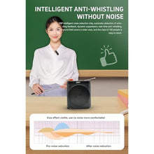 Load image into Gallery viewer, Portable Wireless Voice Amplifier with Two Bluetooth Lavalier Microphone, Rechargeable Mini Wireless Voice Megaphone Speaker for Teachers Classroom Speech Tour Guides Coaches Yoga Fitness Instructors, BLACK_717
