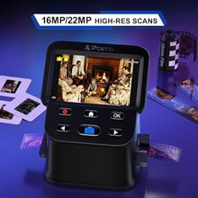 Load image into Gallery viewer, PORTTA Film Scanner with 5" LCD Screen, 22MP Slide &amp; Negative Scanner, Converts 135, 126, 110 Film &amp; Slides to Digital Photos, HDMI Output, SD Card Storage, No Computer Required_648
