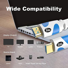 Load image into Gallery viewer, Postta Flat HDMI Cable 25 Feet 4K HDMI2.0 Cable Support 4K(2160P),3D,1080P,Ethernet,Audio Return(White-Pale Blue), PaleBlue_47
