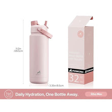Load image into Gallery viewer, POWCAN 32 oz Insulated Water Bottle with 2-in-1 Straw and Spout Lid, Keep Cold 24H, Leak-Proof, BPA-Free, Double Wall Stainless Steel Water Bottle for Sports, Gym, Travel, and School (Cotton Candy), CottonCandy_5770
