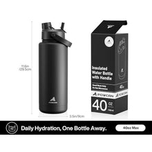 Load image into Gallery viewer, POWCAN 40 oz Insulated Water Bottle with 2-in-1 Straw and Spout Lid, Keep Cold 24H, Leak-Proof, BPA-Free, Double Wall Stainless Steel Water Bottle for Sports, Gym, Travel, and School (Dark Knight), DarkKnight_6394
