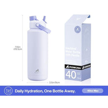Load image into Gallery viewer, POWCAN 40 oz Insulated Water Bottle with 2-in-1 Straw and Spout Lid, Keep Cold 24H, Leak-Proof, BPA-Free, Double Wall Stainless Steel Water Bottle for Sports, Gym, Travel, and School (Lupine)_5745
