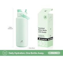 Load image into Gallery viewer, POWCAN 40 oz Insulated Water Bottle with 2-in-1 Straw and Spout Lid, Keep Cold 24H, Leak-Proof, BPA-Free, Double Wall Stainless Steel Water Bottle for Sports, Gym, Travel, and School (Mint)_5718
