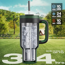 Load image into Gallery viewer, POWCAN 40 oz Tumbler with Handle, 2-in-1 Straw and Sip Lid, Leakproof, Dishwasher Safe, Insulated Stainless Steel Travel Coffee Mug, Keeps Cold for 34 Hours, Fits in Car Cup Holder (Forest)_6360
