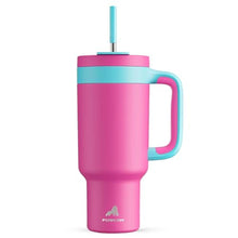 Load image into Gallery viewer, POWCAN 40 oz Tumbler with Handle, 2-in-1 Straw and Sip Lid, Leakproof, Dishwasher Safe, Insulated Stainless Steel Travel Coffee Mug, Keeps Cold for 34 Hours, Fits in Car Cup Holder (Petal)_1
