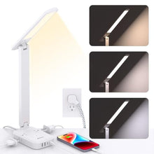 Load image into Gallery viewer, Power Strip with LED Desk Lamp, PD 30W Touch Desk Lamps, 4 Outlets 4 USB Ports(2 USB C) Small Desk Lamp 5FT Extension Cord Table Lamp for Home Office College Dorm Room Essentials Bedroom Bedside Study, White_1

