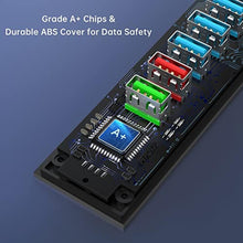 Load image into Gallery viewer, Powered USB 3.0 Hub, RAOYI 6 Ports High Speed USB 3.0 Hub Splitter with 24W Power Adapter, 3.3ft Cable and Smart Fast Charger USB Hub for Laptop, PC, Mac, Mobile HDD, Mulitple Devices (Black)_4501
