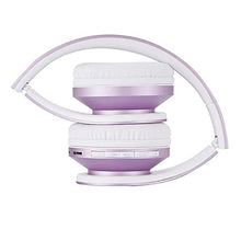 Load image into Gallery viewer, PowerLocus Wireless Bluetooth Over-Ear Stereo Foldable Headphones, Wired Headsets Rechargeable with Built-in Microphone for iPhone, Samsung, LG, iPad (Purple/White), PurpleWhite_7954
