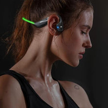 Load image into Gallery viewer, Praseno Bone Conduction Headphones Bluetooth 5.3 Open Ear Headphones with Mic, 12Hrs Playtime Quick Charging BT Headphones, IPX6 Waterproof Sports Headset for Running, Cycling, Working (Green), BlackGreen_5970
