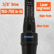 Load image into Gallery viewer, Precisebuilt 3/8" Drive 150-750 in-lb Click Tech Torque Wrench, Silver_6906
