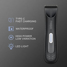 Load image into Gallery viewer, Predyee Manscape Ball Trimmer for Men, Body Hair Trimmer with Safe Ceramic Blade, IPX7 Waterproof Groin &amp; Pubic Hair Clipper with LED Light, USB-C Rechargeable Wet/Dry Manscaping Shaver, Blue_363

